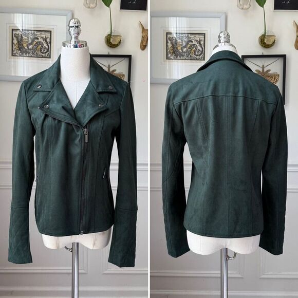 KUT from the Kloth Women’s Green Quinn Vegan Suede Moto Jacket S - Picture 1 of 9